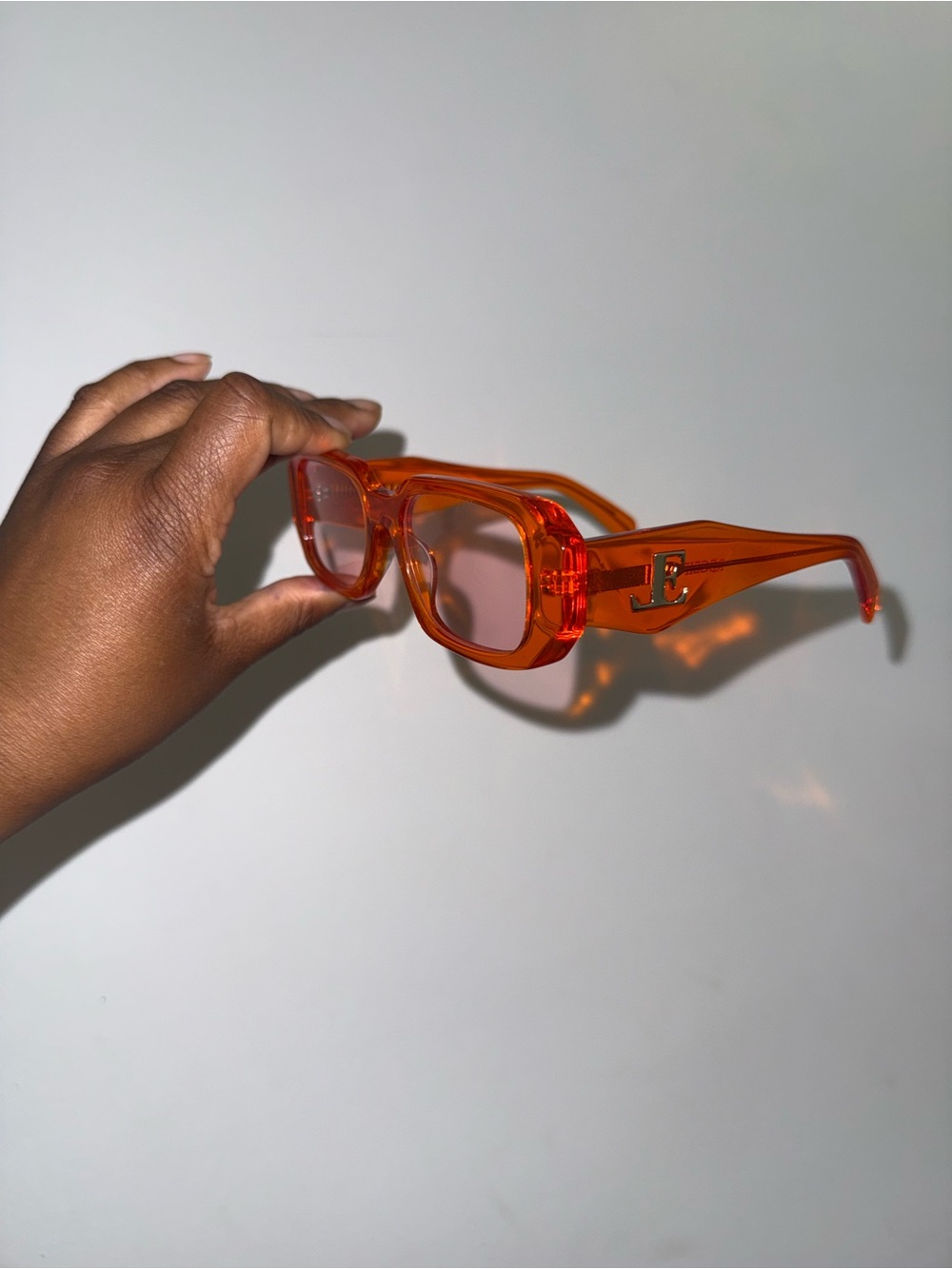 Lorvae Chunky Translucent Orange Square Sunglasses